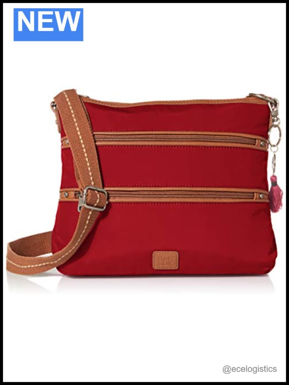 Eco Twill Crossbody Purse with Zipper Pockets & Adjustable Strap